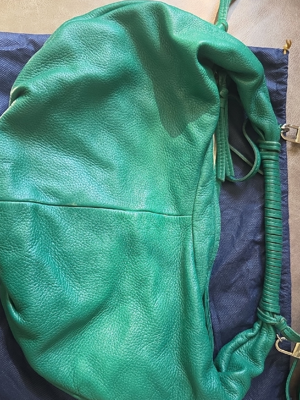 Green Pebbled Leather Hobo Bag